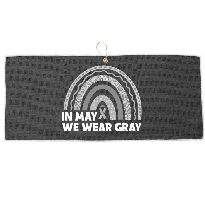 Rainbow In May We Wear Gray For Brain Cancer Awareness Large Microfiber Waffle Golf Towel