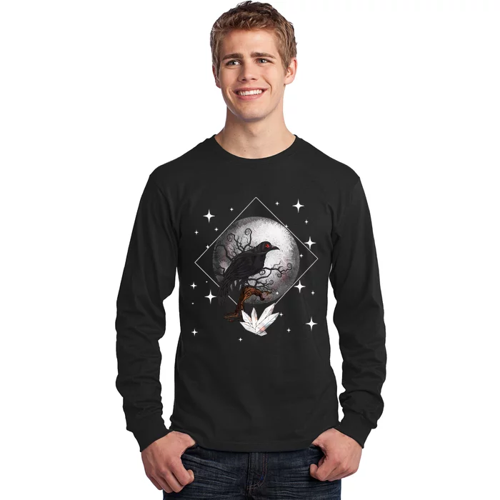 Raven In Moonlight Witchcraft Crow Occult Witchcraft Long Sleeve Shirt