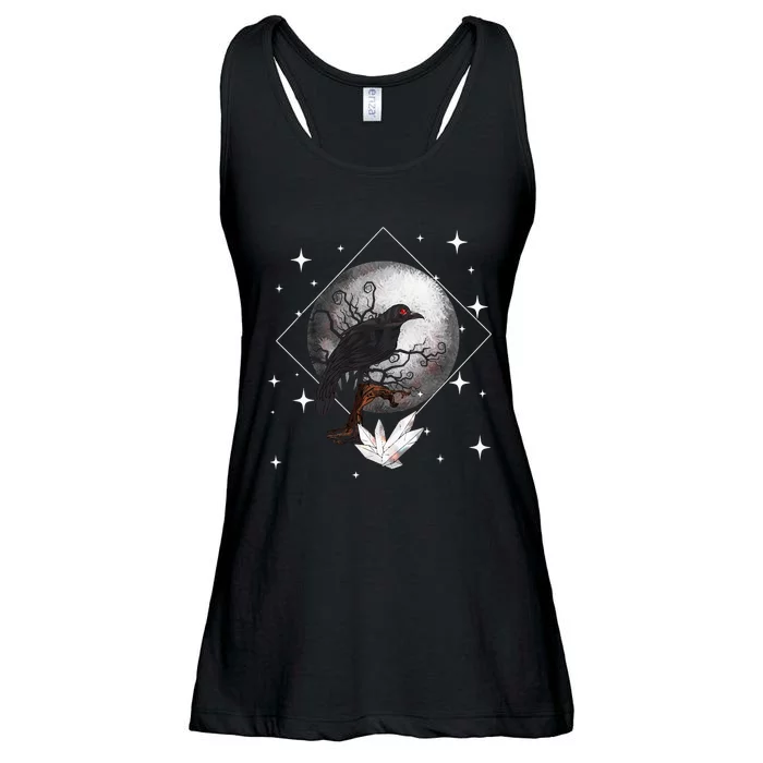 Raven In Moonlight Witchcraft Crow Occult Witchcraft Ladies Essential Flowy Tank