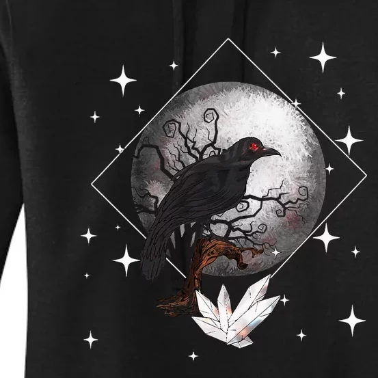 Raven In Moonlight Witchcraft Crow Occult Witchcraft Women's Pullover Hoodie