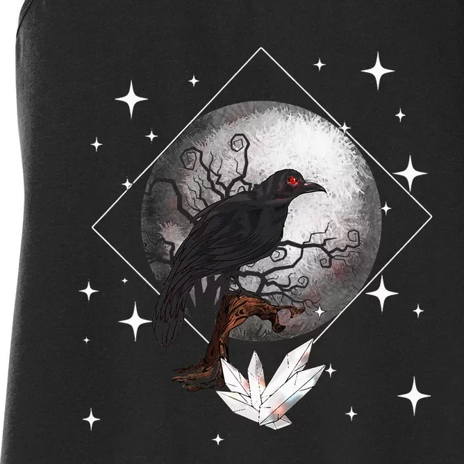 Raven In Moonlight Witchcraft Crow Occult Witchcraft Women's Racerback Tank