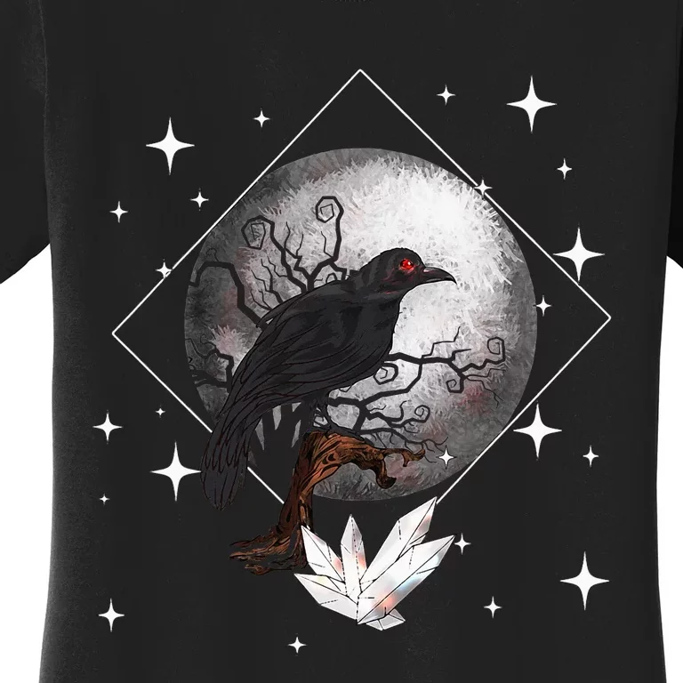 Raven In Moonlight Witchcraft Crow Occult Witchcraft Women's T-Shirt