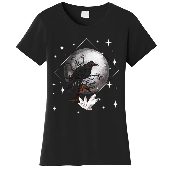 Raven In Moonlight Witchcraft Crow Occult Witchcraft Women's T-Shirt