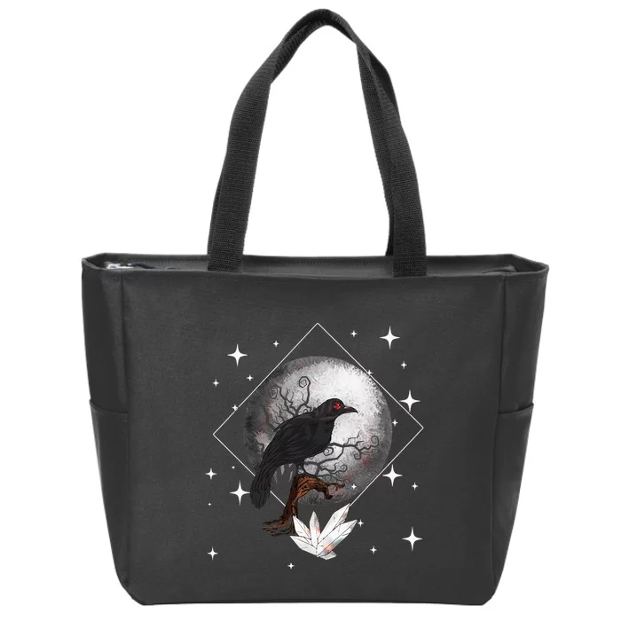 Raven In Moonlight Witchcraft Crow Occult Witchcraft Zip Tote Bag