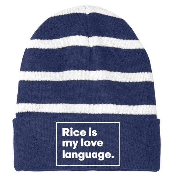 Rice Is My Love Language Funny Striped Beanie with Solid Band