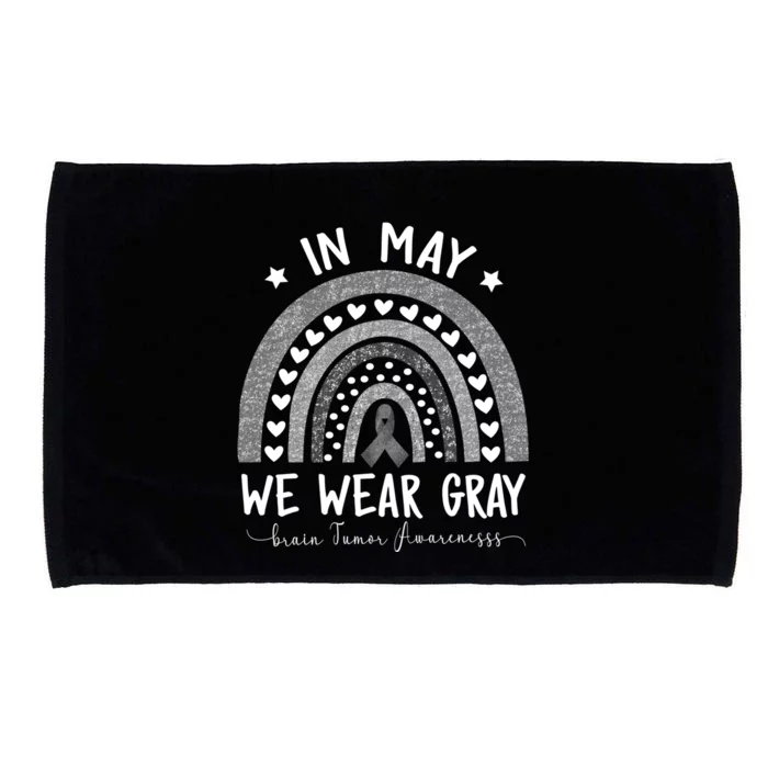 Rainbow In May We Wear Gray Brain Tumor Awareness Month Gift Microfiber Hand Towel