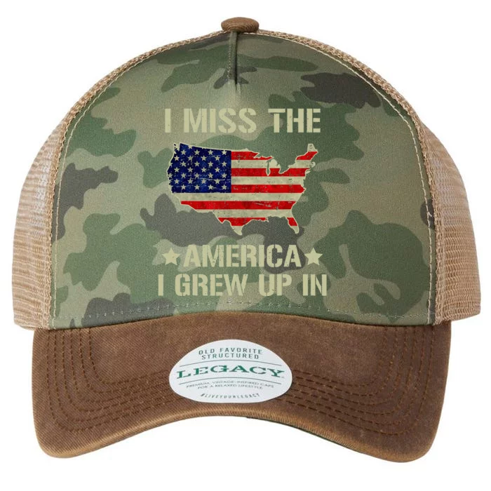 Retro I Miss The America I Grew Up In American Flag Legacy Tie Dye Trucker Hat