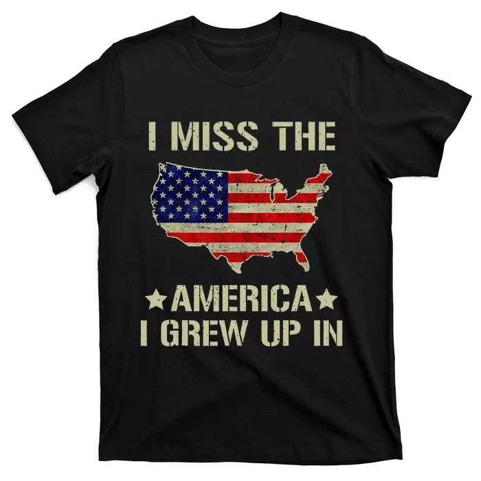 Retro I Miss The America I Grew Up In American Flag T-Shirt