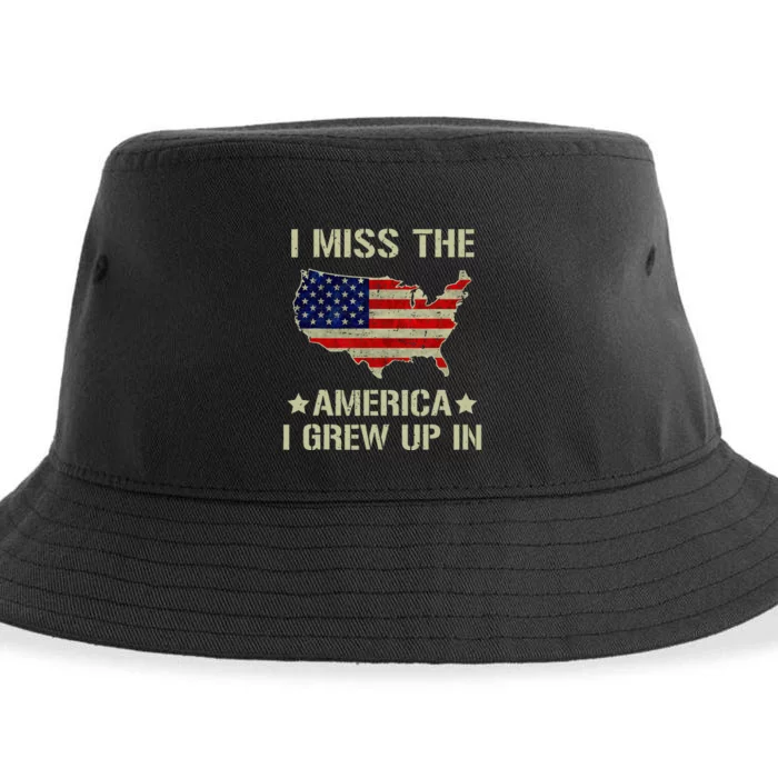 Retro I Miss The America I Grew Up In American Flag Sustainable Bucket Hat