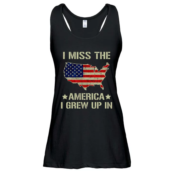 Retro I Miss The America I Grew Up In American Flag Ladies Essential Flowy Tank