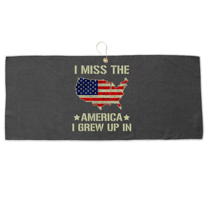 Retro I Miss The America I Grew Up In American Flag Large Microfiber Waffle Golf Towel