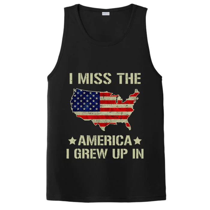 Retro I Miss The America I Grew Up In American Flag Performance Tank