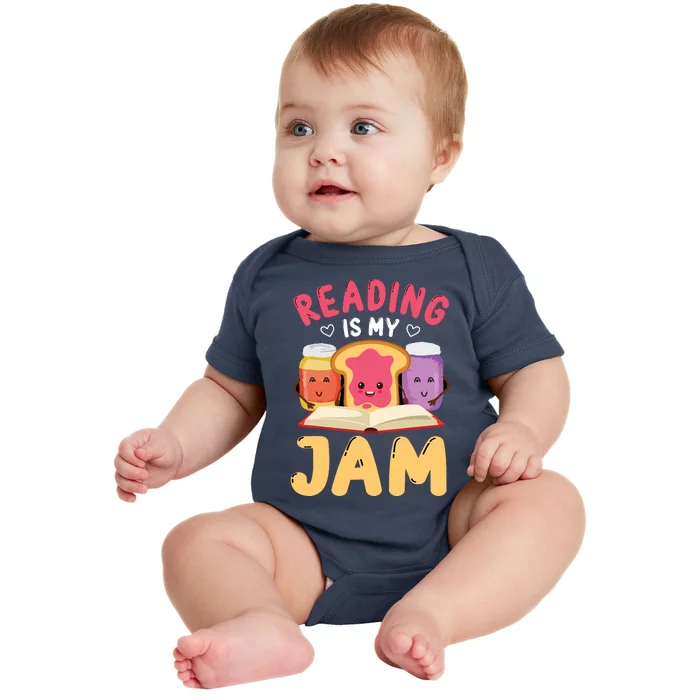 Reading Is My Jam Funny I Love To Read Books Gift Baby Bodysuit