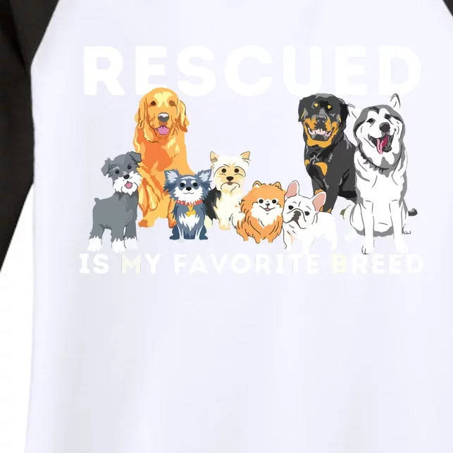 Rescued Is My Favorite Breed Animal Rescue Women's Tri-Blend 3/4-Sleeve Raglan Shirt