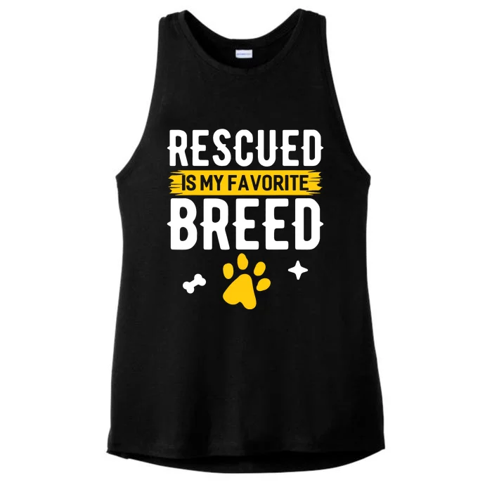 Rescued Is My Favorite Breed Funny Animal Rescue Foster Ladies Tri-Blend Wicking Tank