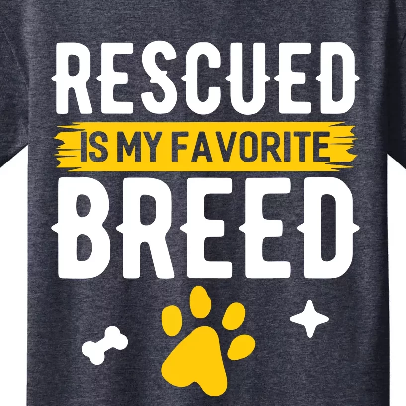 Rescued Is My Favorite Breed Funny Animal Rescue Foster Kids T-Shirt