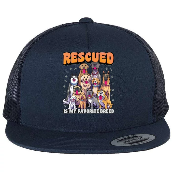 Rescued Is My Favorite Breed Shirts Animal Rescue Dog Rescue Flat Bill Trucker Hat