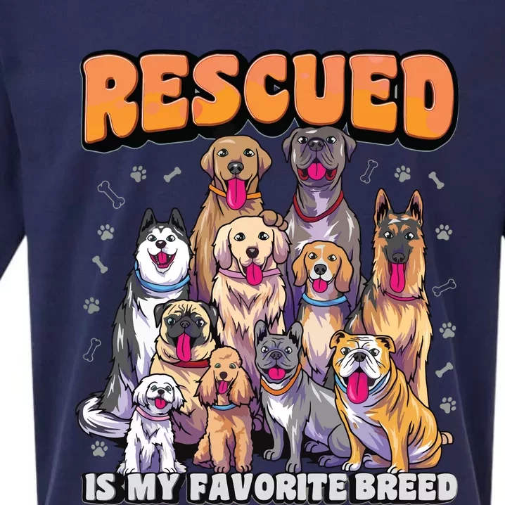 Rescued Is My Favorite Breed Shirts Animal Rescue Dog Rescue Sueded Cloud Jersey T-Shirt