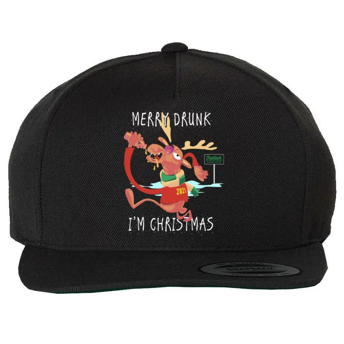 Reindeer Ing Merry Drunk IM Christmas Holiday Cheer Gift Wool Snapback Cap