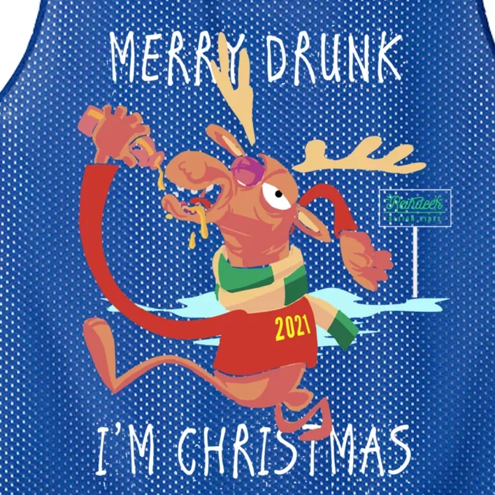 Reindeer Ing Merry Drunk IM Christmas Holiday Cheer Gift Mesh Reversible Basketball Jersey Tank