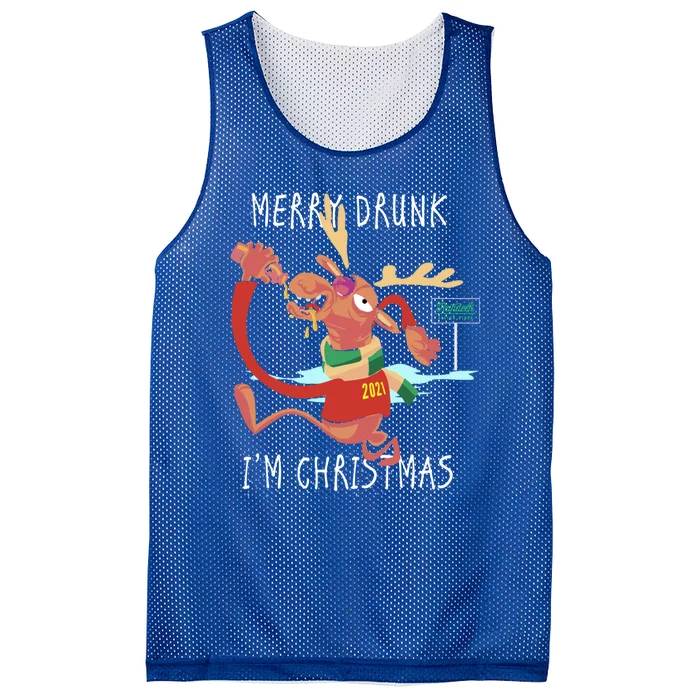 Reindeer Ing Merry Drunk IM Christmas Holiday Cheer Gift Mesh Reversible Basketball Jersey Tank