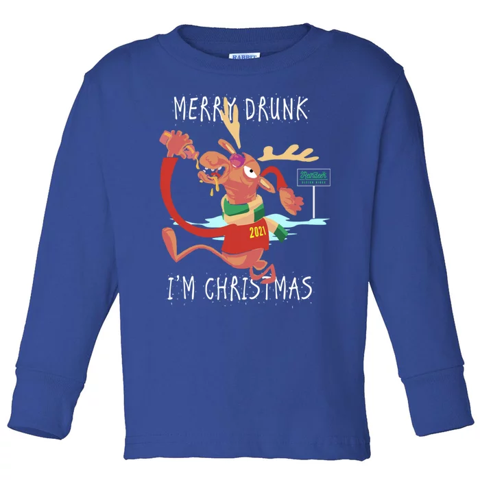 Reindeer Ing Merry Drunk IM Christmas Holiday Cheer Gift Toddler Long Sleeve Shirt