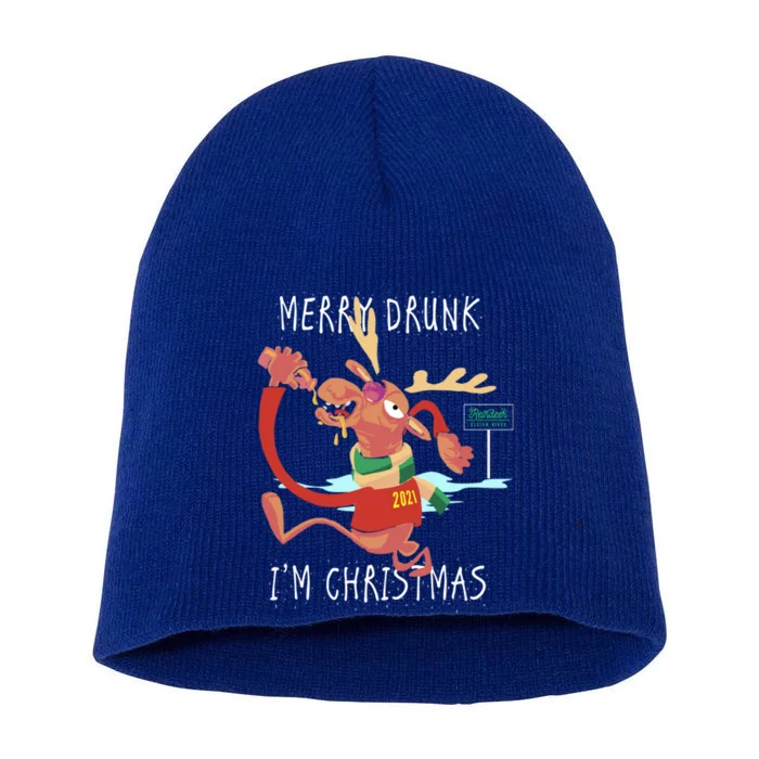 Reindeer Ing Merry Drunk IM Christmas Holiday Cheer Gift Short Acrylic Beanie