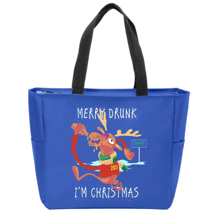 Reindeer Ing Merry Drunk IM Christmas Holiday Cheer Gift Zip Tote Bag