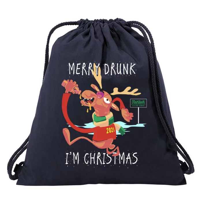 Reindeer Ing Merry Drunk IM Christmas Holiday Cheer Gift Drawstring Bag