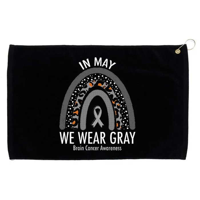 Rainbow In May We Wear Gray Brain Cancer Awareness Month Grommeted Golf Towel