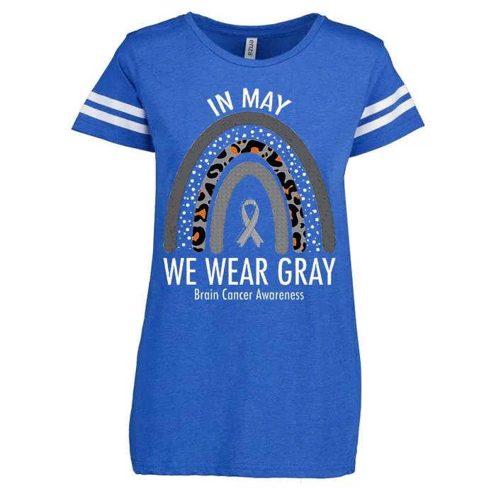 Rainbow In May We Wear Gray Brain Cancer Awareness Month Enza Ladies Jersey Football T-Shirt