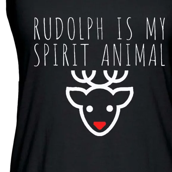 Rudolph Is My Spirit Animal Christmas Eve Ladies Essential Flowy Tank