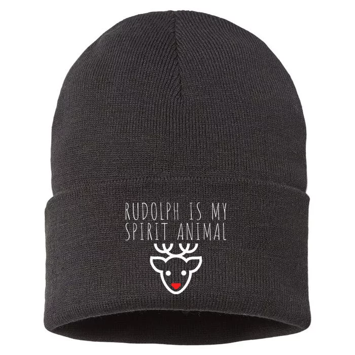 Rudolph Is My Spirit Animal Christmas Eve Sustainable Knit Beanie