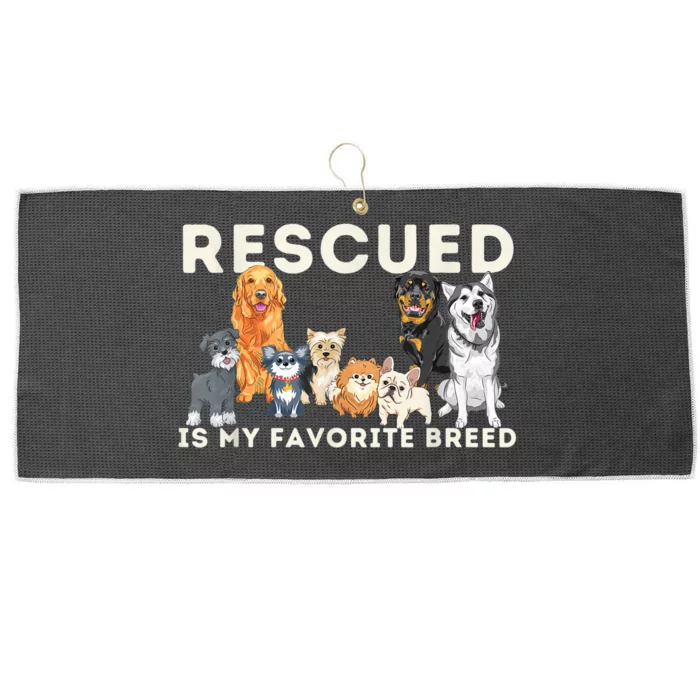 Rescued Is My Favorite Breed Animal Rescue Large Microfiber Waffle Golf Towel