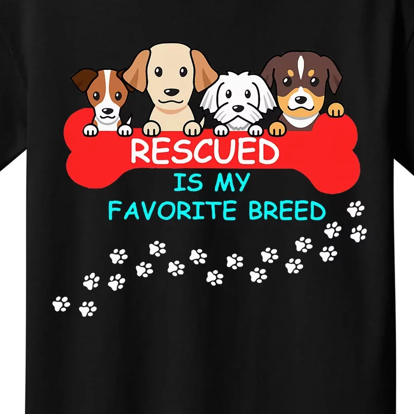 Rescued Is My Favorite Breed Dog Lover Gift Kids T-Shirt