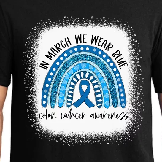 Rainbow In March We Wear Blue Colon Cancer Awareness Month Pajama Set