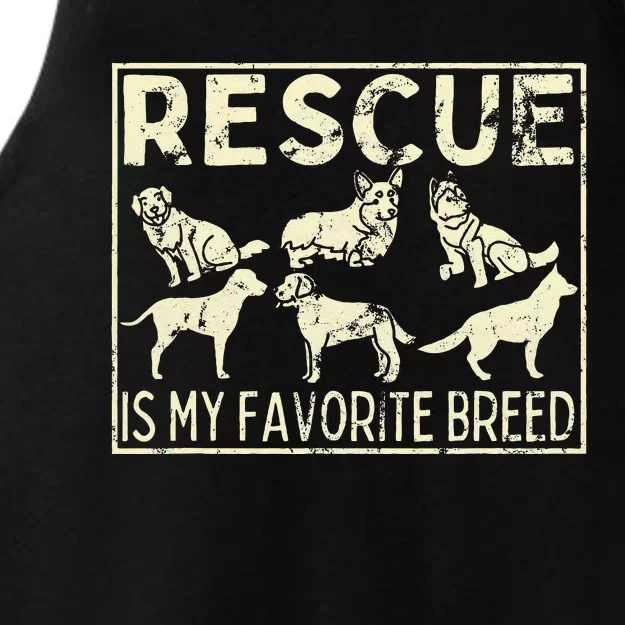 Rescue Is My Favourite Breed Animals Lover Ladies Tri-Blend Wicking Tank