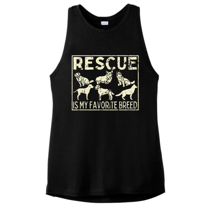 Rescue Is My Favourite Breed Animals Lover Ladies Tri-Blend Wicking Tank