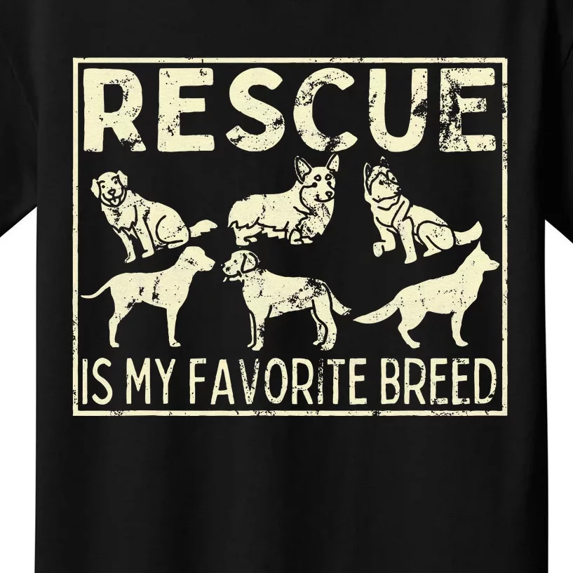 Rescue Is My Favourite Breed Animals Lover Kids T-Shirt