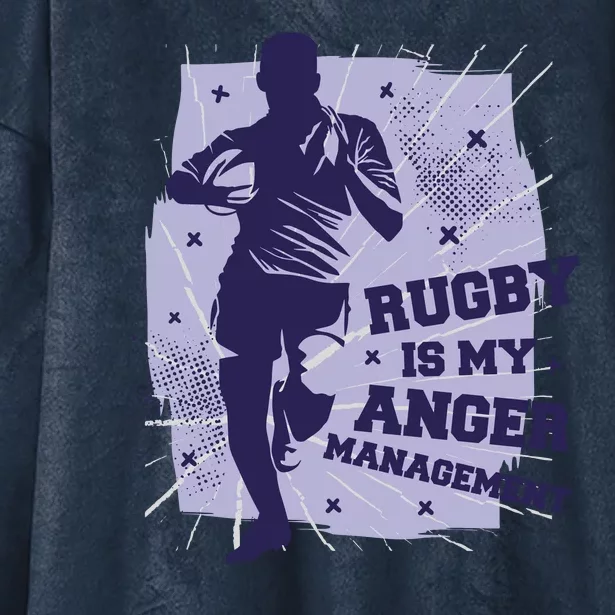 Rugby Is My Anger Management Hooded Wearable Blanket