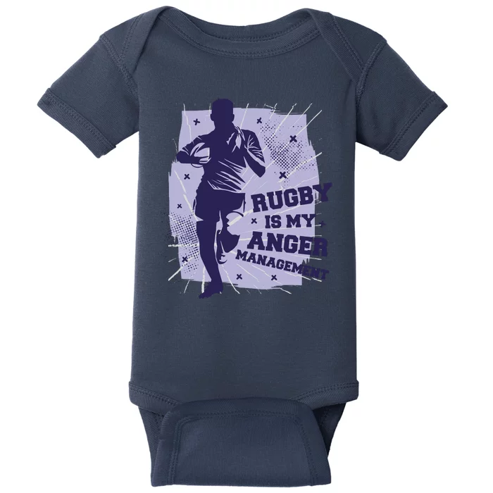 Rugby Is My Anger Management Baby Bodysuit