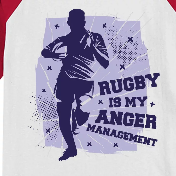 Rugby Is My Anger Management Kids Colorblock Raglan Jersey