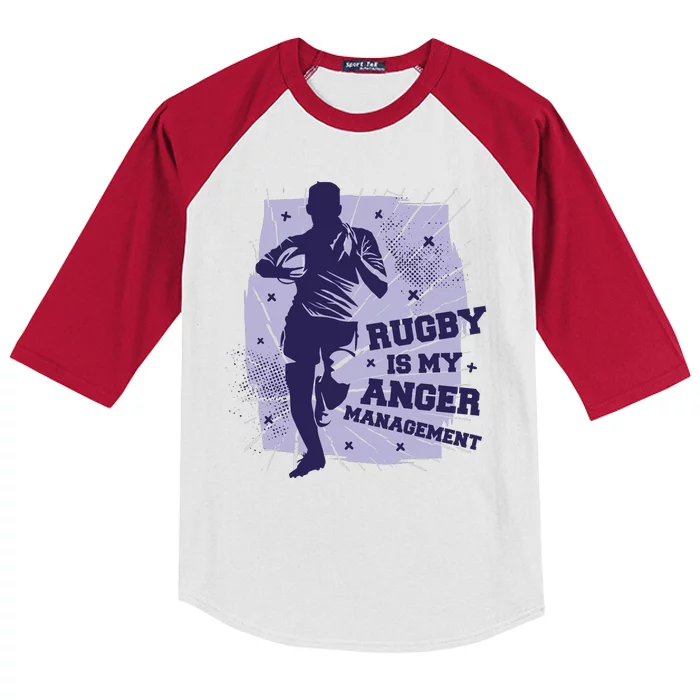 Rugby Is My Anger Management Kids Colorblock Raglan Jersey