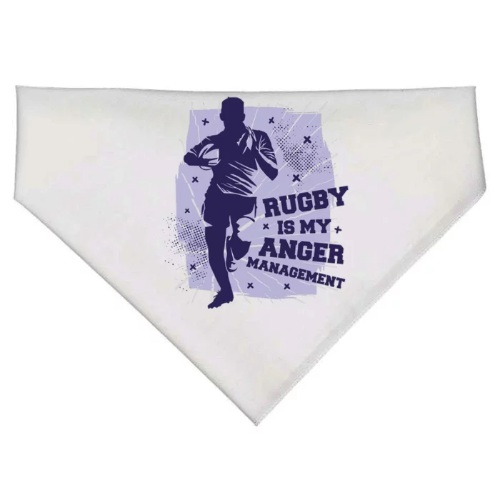 Rugby Is My Anger Management USA-Made Doggie Bandana