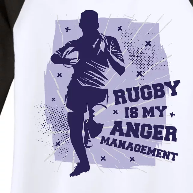 Rugby Is My Anger Management Women's Tri-Blend 3/4-Sleeve Raglan Shirt