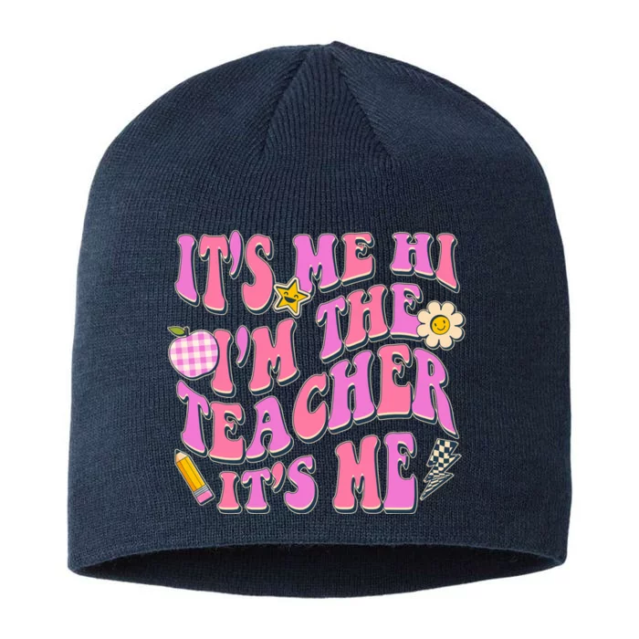 Retro Its Me Hi Im The Teacher Its Me 8 1/2in Sustainable Knit Beanie