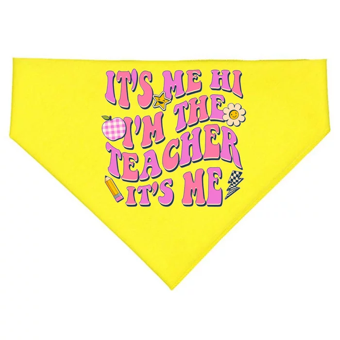 Retro Its Me Hi Im The Teacher Its Me USA-Made Doggie Bandana