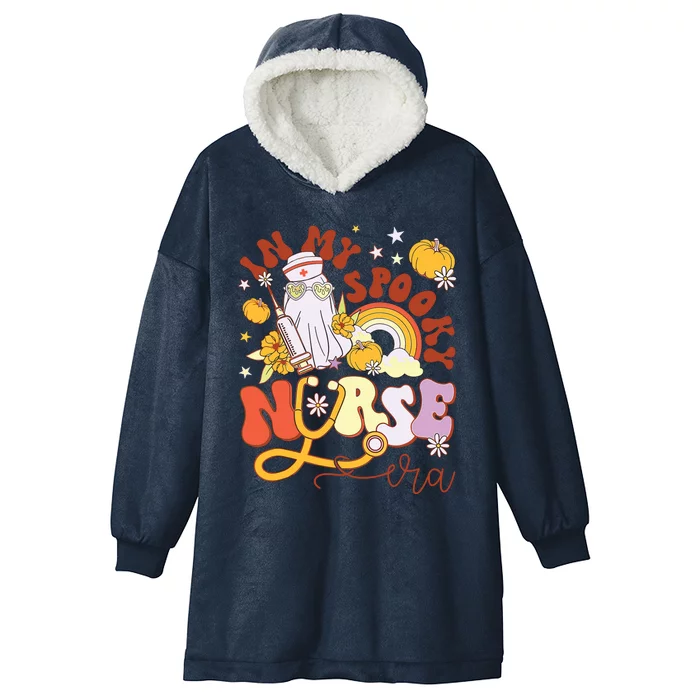 Retro In My Spooky Nurse Era Nicu Halloween Ghost Pumpkin Hooded Wearable Blanket