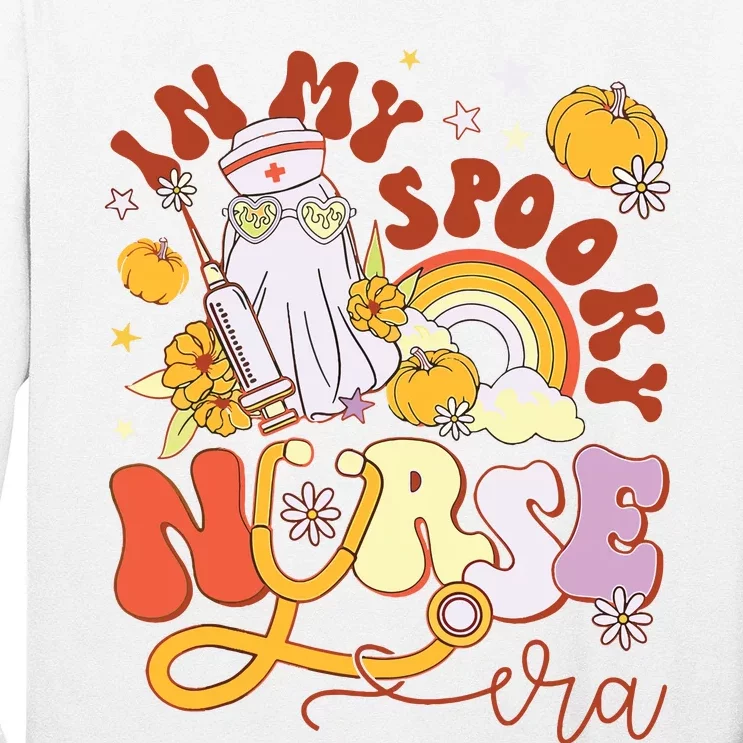 Retro In My Spooky Nurse Era Nicu Halloween Ghost Pumpkin Long Sleeve Shirt