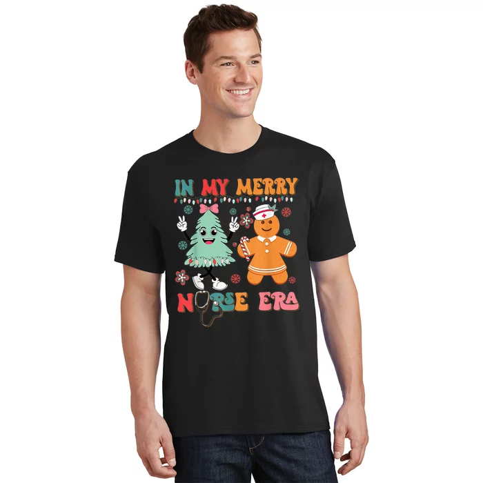 Retro In My Merry Nurse Era Christmas Gingerbread Er Ed ICU T-Shirt